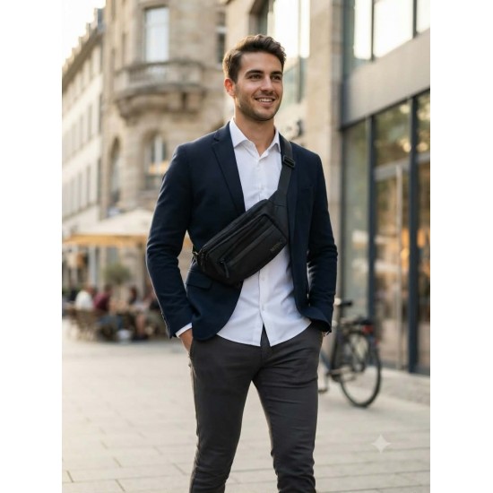 "Apex Stealth" - Διακριτικό Modular Τσαντάκι Crossbody και Μέσης σε Onyx Black