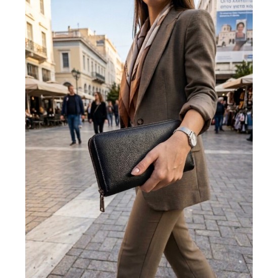 Aura Black Πορτοφόλι με Luxury Φινίρισμα