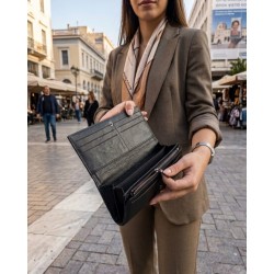 Aura Black Πορτοφόλι με Luxury Φινίρισμα