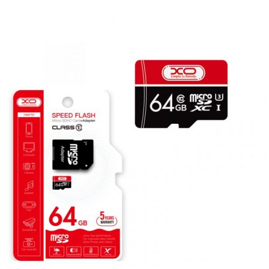 Kάρτα μνήμης 64 GB με έξτρα αντάπτορα 