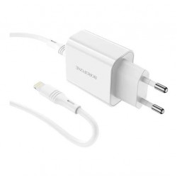 Φορτιστής με καλώδιο lighting και πριζακι USB A-TYPE C ταχείας φόρτισης διπλής θύρας Borofone