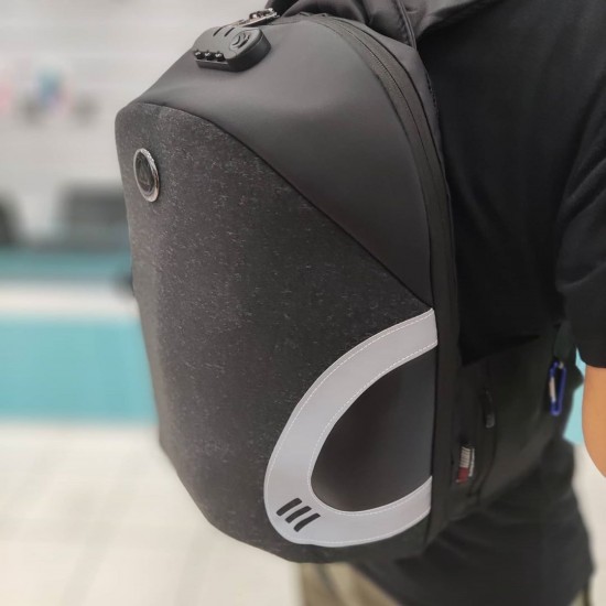 Backpack Antitheft με θύρα USB Mαύρο-Γκρι