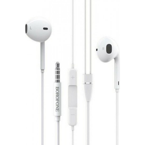 Handsfree ακουστικά της Borofone ενσύρματα με μικρόφωνο	λευκό