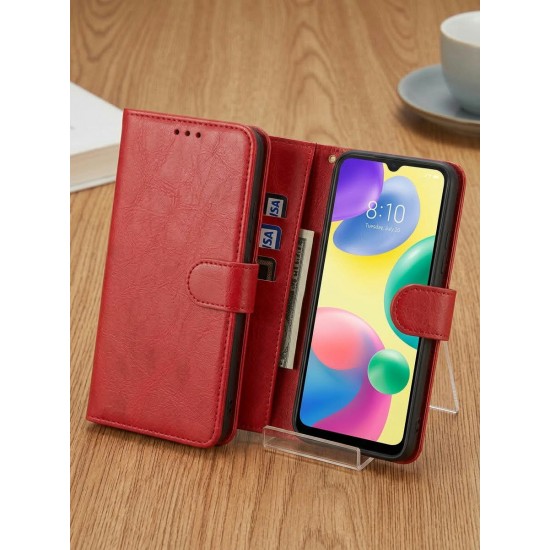 Κόκκινη Θήκη Book με Μαγνητικό Κλιπ για Redmi 10C 