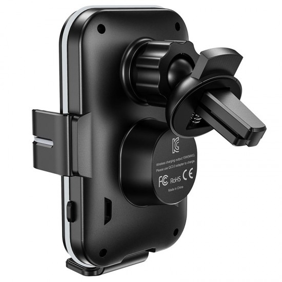 Bάση αυτοκινήτου με ασύρματη φόρτιση(15W) που εφαρμόζει στον αεραγωγό του air condition 