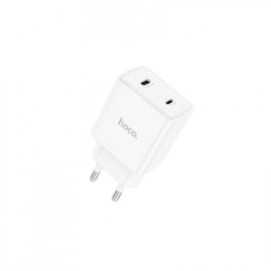 Ταχυφορτιστής HOCO  – 2 Θύρες USB-C, Συνολική Ισχύς 20W (PD 18W για iPhone)