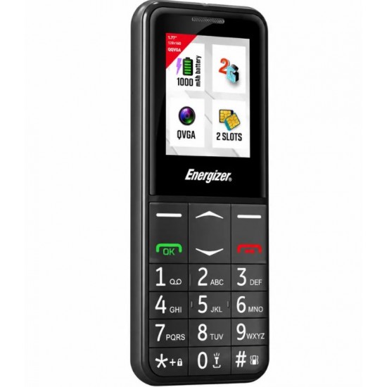 Kινητό με πλήκτρα Energizer  32MB/2GB Dual Sim 2G 1.77" Μαύρο με πλήκτρο SOS