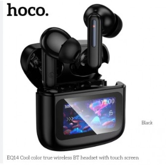 Bluetooth ακουστικά Hoco με οθόνη αφής χρώματος μαύρου