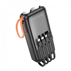 Power Bank Borfofone 10.000 mAh με Ενσωματωμένα Καλώδια και Φακό