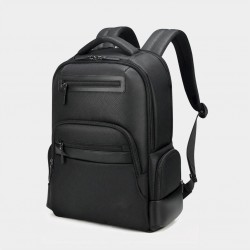 Backpack Gentle μαύρη με πολλαπλές τσέπες, αδιάβροχη