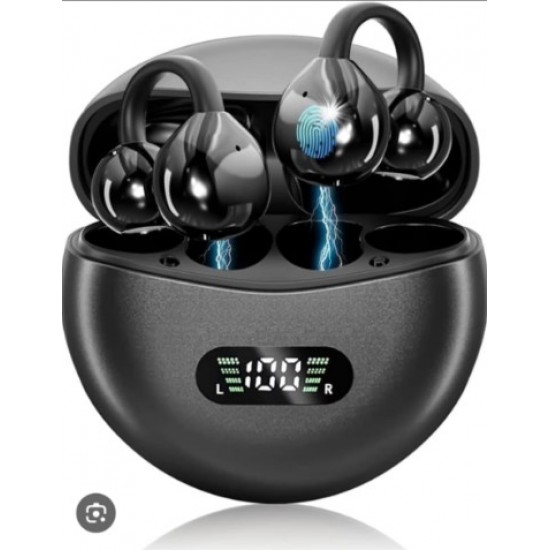 Ακουστικά Οστικής Αγωγιμότητας Bluetooth – Ασύρματα Ear Cuff τύπου Σκουλαρικιού με Θήκη Φόρτισης & LED Ένδειξη Μπαταρίας (Μαύρο)