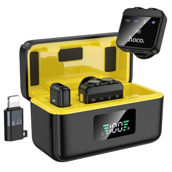 Επαγγελματικό μικρόφωνο της Hoco(Type-c/lighting) με δύο ασύρματα μικρόφωνα