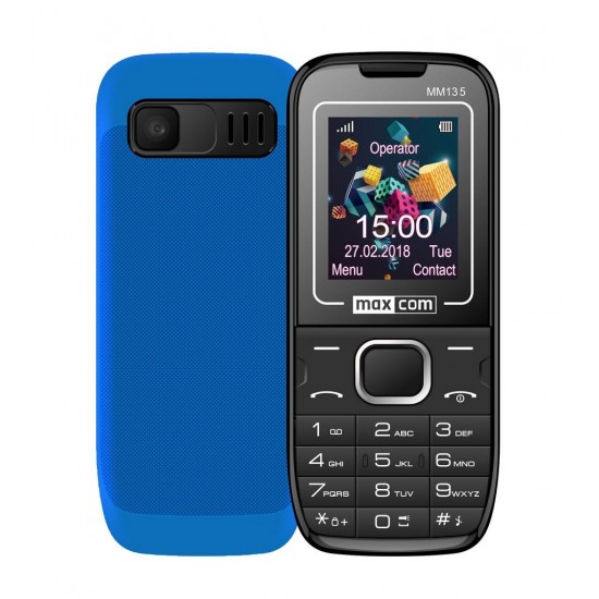Maxcom MM135 (Dual Sim) 1,77" με Κάμερα, Bluetooth, Φακό, Ανοιχτή Ακρόαση και Ραδιόφωνο Μαύρο - Μπλε