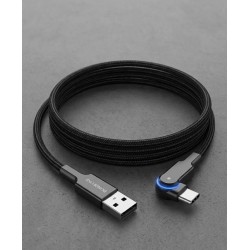 Καλώδιο Γρήγορης Φόρτισης USB σε Type-C 3A με Περιστρεφόμενη Κεφαλή 90°