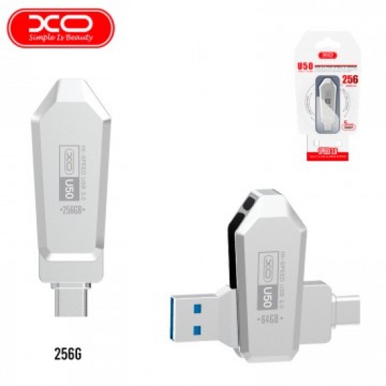 Φλασάκι Αποθήκευσης 256GB με USB-A & Type-C για Κινητό και Υπολογιστή